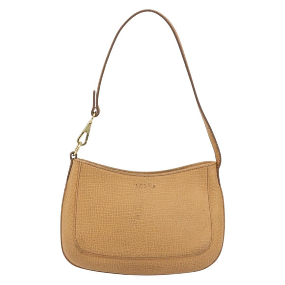 LOEWE Shoulder Bag Leather Beige Gold Auth SW2227A