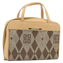 GIVENCHY Hand Bag Canvas Beige Gold Auth SW2228A-1