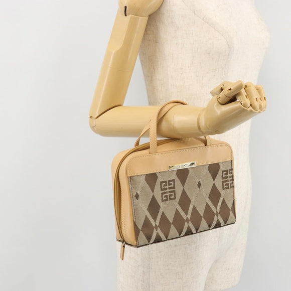 GIVENCHY Hand Bag Canvas Beige Gold Auth SW2228A