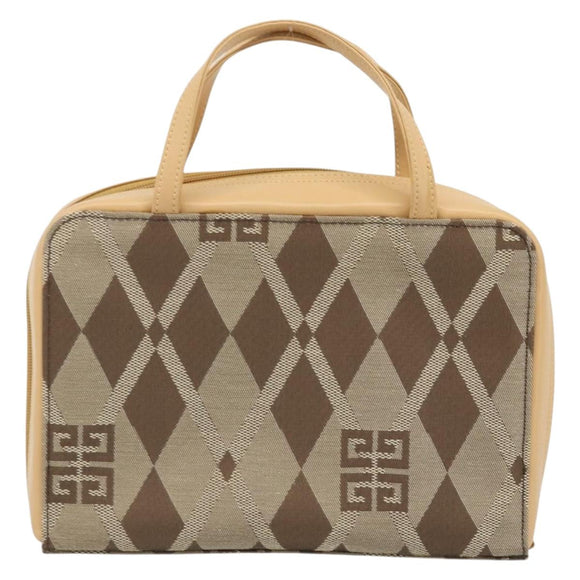 GIVENCHY Hand Bag Canvas Beige Gold Auth SW2228A