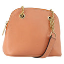 CELINE Chain Shoulder Bag Leather Orange Gold Auth SW2229A-1