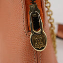 CELINE Chain Shoulder Bag Leather Orange Gold Auth SW2229A-17