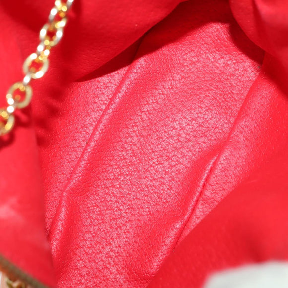 CELINE Chain Shoulder Bag Leather Orange Gold Auth SW2229A