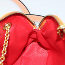 CELINE Chain Shoulder Bag Leather Orange Gold Auth SW2229A-18