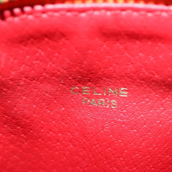CELINE Chain Shoulder Bag Leather Orange Gold Auth SW2229A