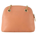 CELINE Chain Shoulder Bag Leather Orange Gold Auth SW2229A-2