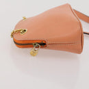 CELINE Chain Shoulder Bag Leather Orange Gold Auth SW2229A-4