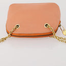 CELINE Chain Shoulder Bag Leather Orange Gold Auth SW2229A-6