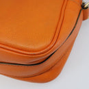 CELINE Shoulder Bag Leather Orange Gold Auth SW2232A-12