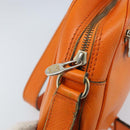 CELINE Shoulder Bag Leather Orange Gold Auth SW2232A-15