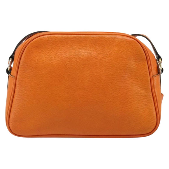 CELINE Shoulder Bag Leather Orange Gold Auth SW2232A