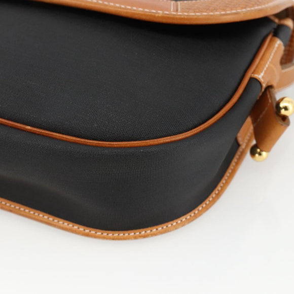 Christian Dior Shoulder Bag Coated Canvas Black Gold Auth SW2237