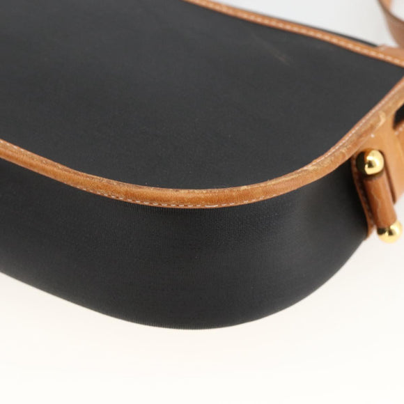 Christian Dior Shoulder Bag Coated Canvas Black Gold Auth SW2237