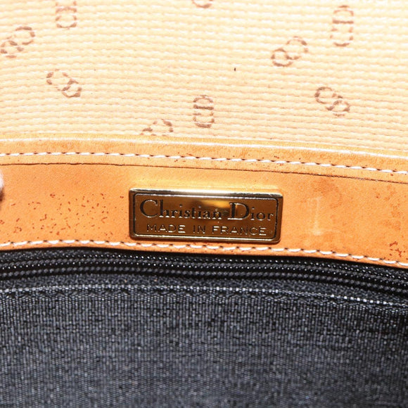 Christian Dior Shoulder Bag Coated Canvas Black Gold Auth SW2237