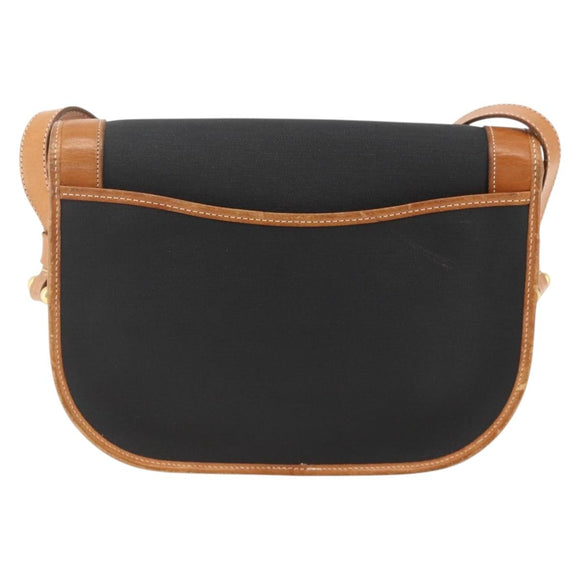 Christian Dior Shoulder Bag Coated Canvas Black Gold Auth SW2237