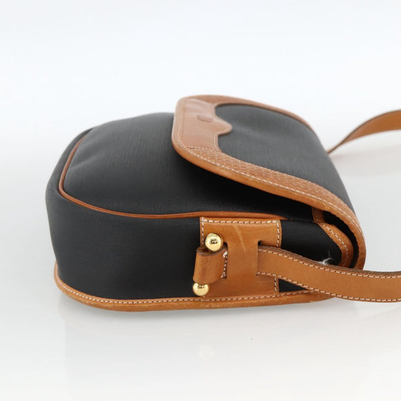 Christian Dior Shoulder Bag Coated Canvas Black Gold Auth SW2237