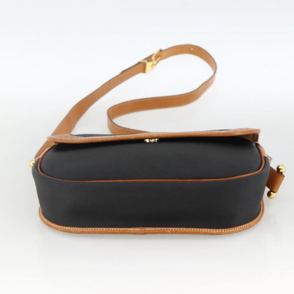 Christian Dior Shoulder Bag Coated Canvas Black Gold Auth SW2237