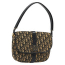 Christian Dior Trotter Canvas Shoulder Bag Navy Gold Auth SW2239-1
