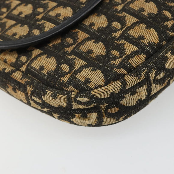 Christian Dior Trotter Canvas Shoulder Bag Navy Gold Auth SW2239