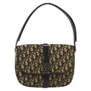 Christian Dior Trotter Canvas Shoulder Bag Navy Gold Auth SW2239-2