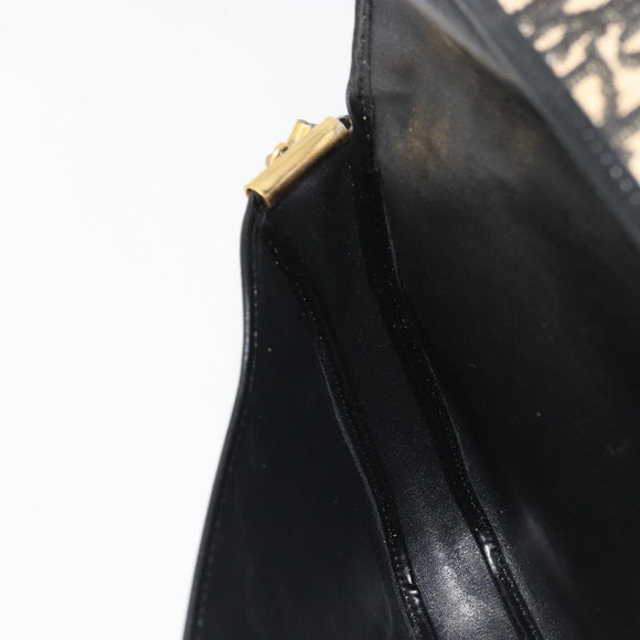 Christian Dior Trotter Canvas Shoulder Bag Navy Gold Auth SW2239