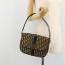 Christian Dior Trotter Canvas Shoulder Bag Navy Gold Auth SW2239-22