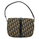 Christian Dior Trotter Canvas Shoulder Bag Navy Gold Auth SW2239-3