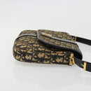 Christian Dior Trotter Canvas Shoulder Bag Navy Gold Auth SW2239-4