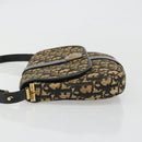 Christian Dior Trotter Canvas Shoulder Bag Navy Gold Auth SW2239-5