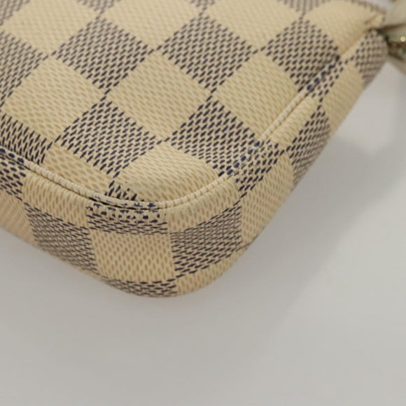 LOUIS VUITTON Damier Azur Mini Pochette Accessoires Pouch N63005 Auth sw224