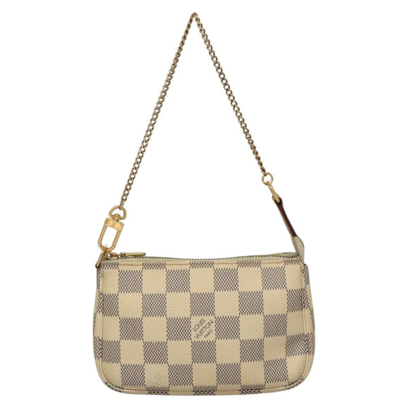 LOUIS VUITTON Damier Azur Mini Pochette Accessoires Pouch N63005 Auth sw224