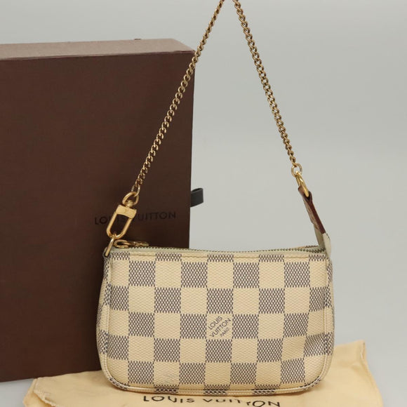 LOUIS VUITTON Damier Azur Mini Pochette Accessoires Pouch N63005 Auth sw224