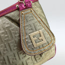 FENDI Zucchino Canvas Hand Bag Gold Auth SW2240A-18