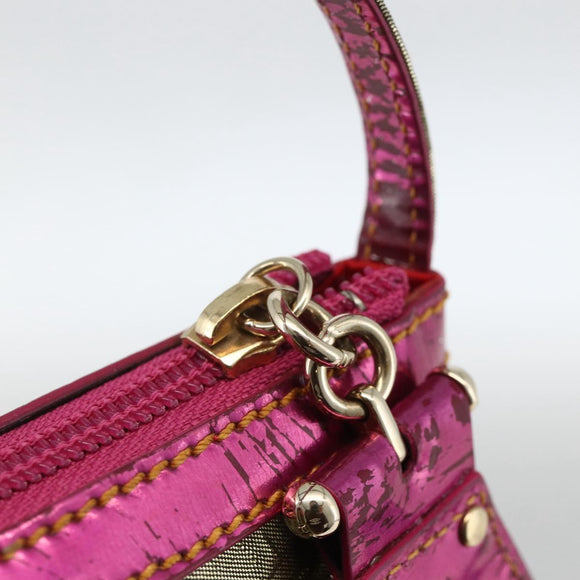 FENDI Zucchino Canvas Hand Bag Gold Auth SW2240A