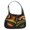 GUCCI Jackie Swirl Print Shoulder Bag Velvet Black Silver 001 3306 Auth SW2243SM-1