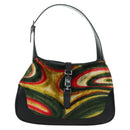 GUCCI Jackie Swirl Print Shoulder Bag Velvet Black Silver 001 3306 Auth SW2243SM-2