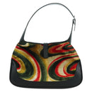 GUCCI Jackie Swirl Print Shoulder Bag Velvet Black Silver 001 3306 Auth SW2243SM-3