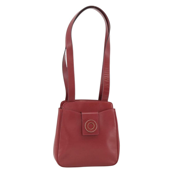 CELINE Circle Tote Bag Leather Gold Bordeaux Auth SW2245A