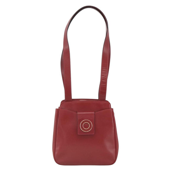 CELINE Circle Tote Bag Leather Gold Bordeaux Auth SW2245A