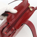 CELINE Circle Tote Bag Leather Gold Bordeaux Auth SW2245A-6