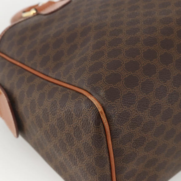 CELINE Macadam Canvas Hand Bag PVC Leather Brown Gold Auth SW2247A