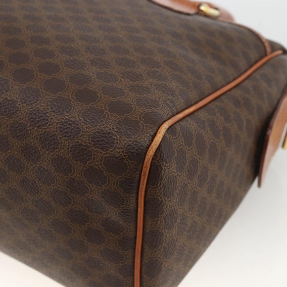 CELINE Macadam Canvas Hand Bag PVC Leather Brown Gold Auth SW2247A