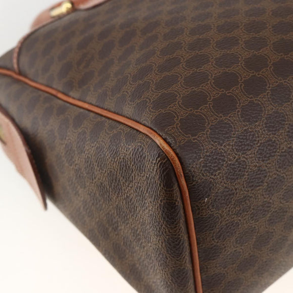 CELINE Macadam Canvas Hand Bag PVC Leather Brown Gold Auth SW2247A