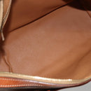 CELINE Macadam Canvas Hand Bag PVC Leather Brown Gold Auth SW2247A-11