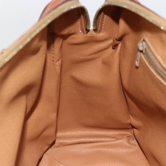CELINE Macadam Canvas Hand Bag PVC Leather Brown Gold Auth SW2247A