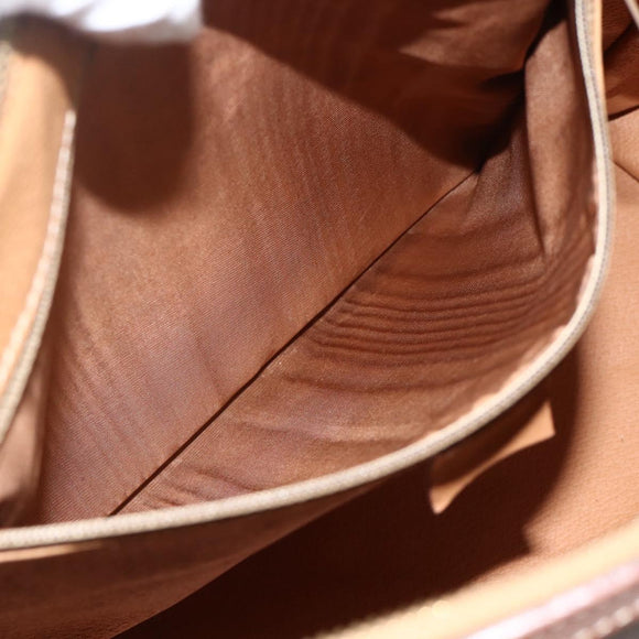 CELINE Macadam Canvas Hand Bag PVC Leather Brown Gold Auth SW2247A