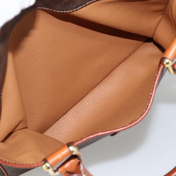 CELINE Macadam Canvas Hand Bag PVC Leather Brown Gold Auth SW2247A