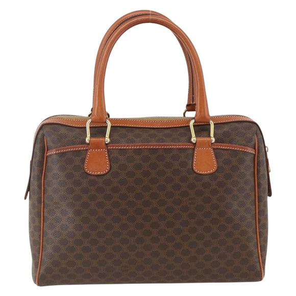 CELINE Macadam Canvas Hand Bag PVC Leather Brown Gold Auth SW2247A