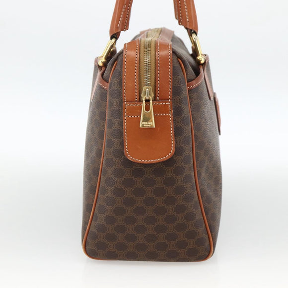 CELINE Macadam Canvas Hand Bag PVC Leather Brown Gold Auth SW2247A