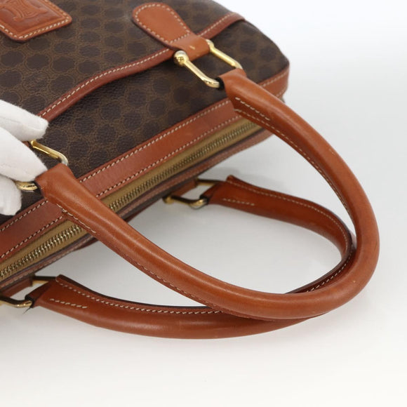 CELINE Macadam Canvas Hand Bag PVC Leather Brown Gold Auth SW2247A